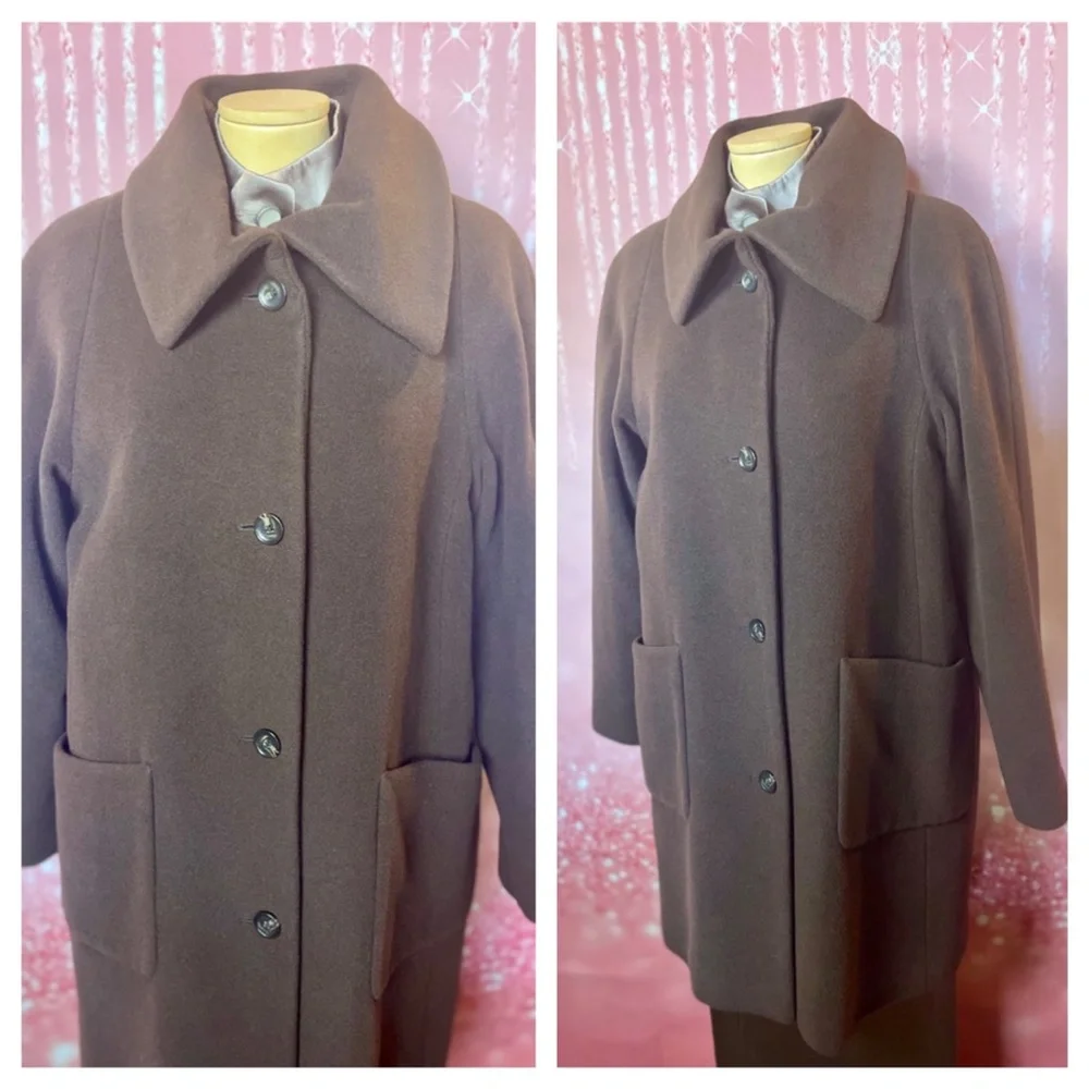 [M/L] Schneiders Salzburg Brown Wool Button Down Pea Coat - Picture 3 of 4